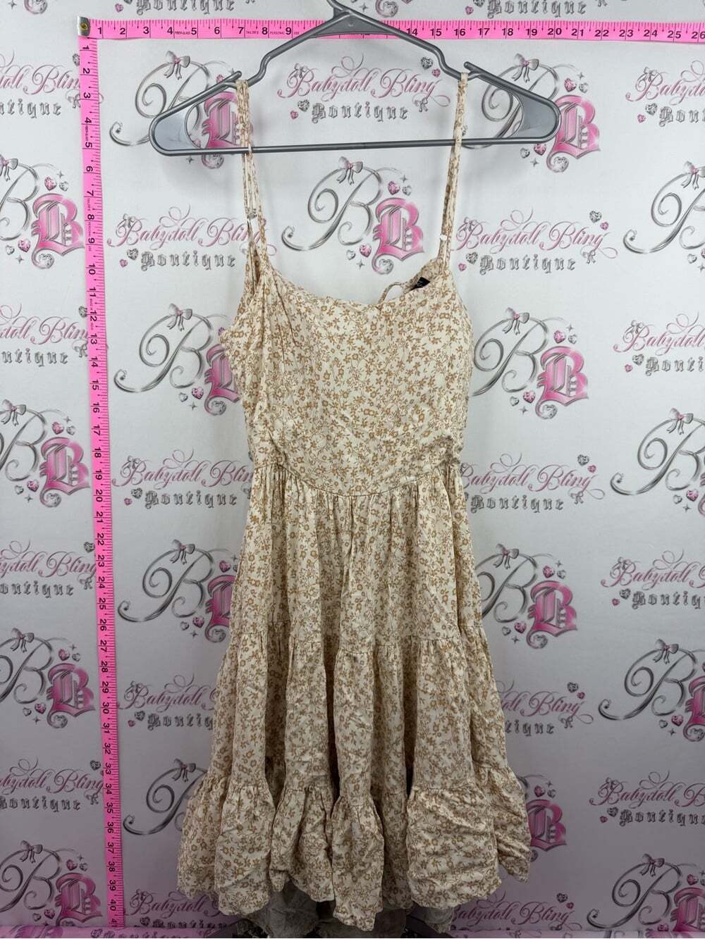 Streetwear Society dress ruffle frill Cream Floral Tiered Sundress